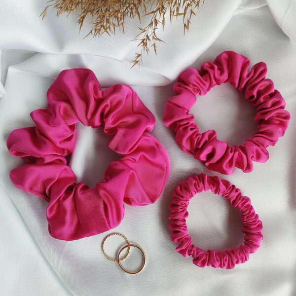 Scrunchie wiskoza satynowa amarantowa handmade