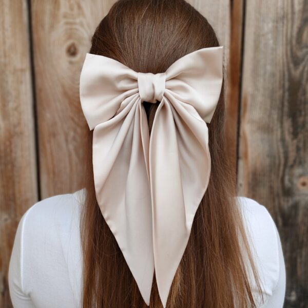 Zszywka kokarda z chustą beżowa handmade