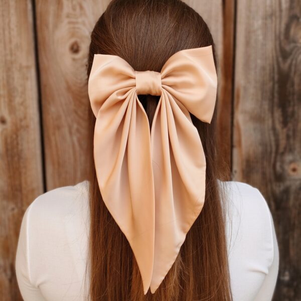 Zszywka kokarda z chustą ciepły beż handmade