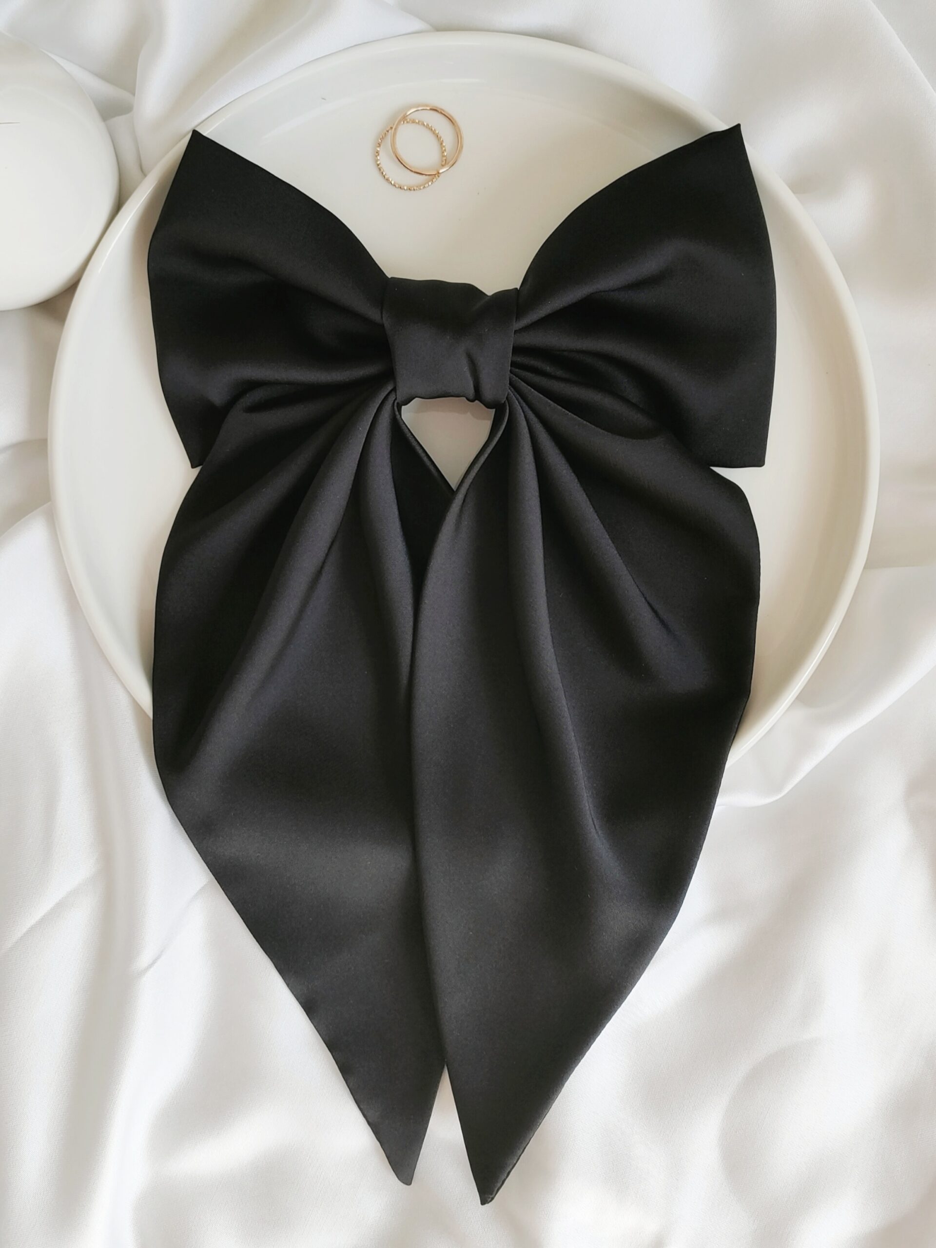 Zszywka kokarda z chustą czarna handmade