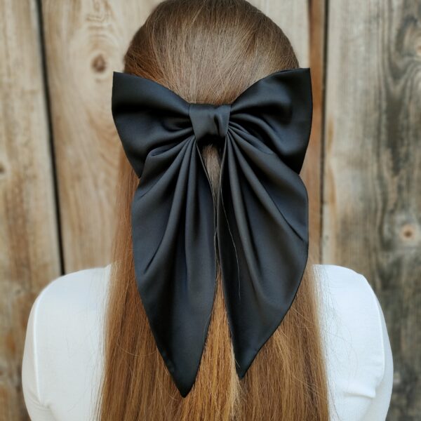 Zszywka kokarda z chustą czarna handmade