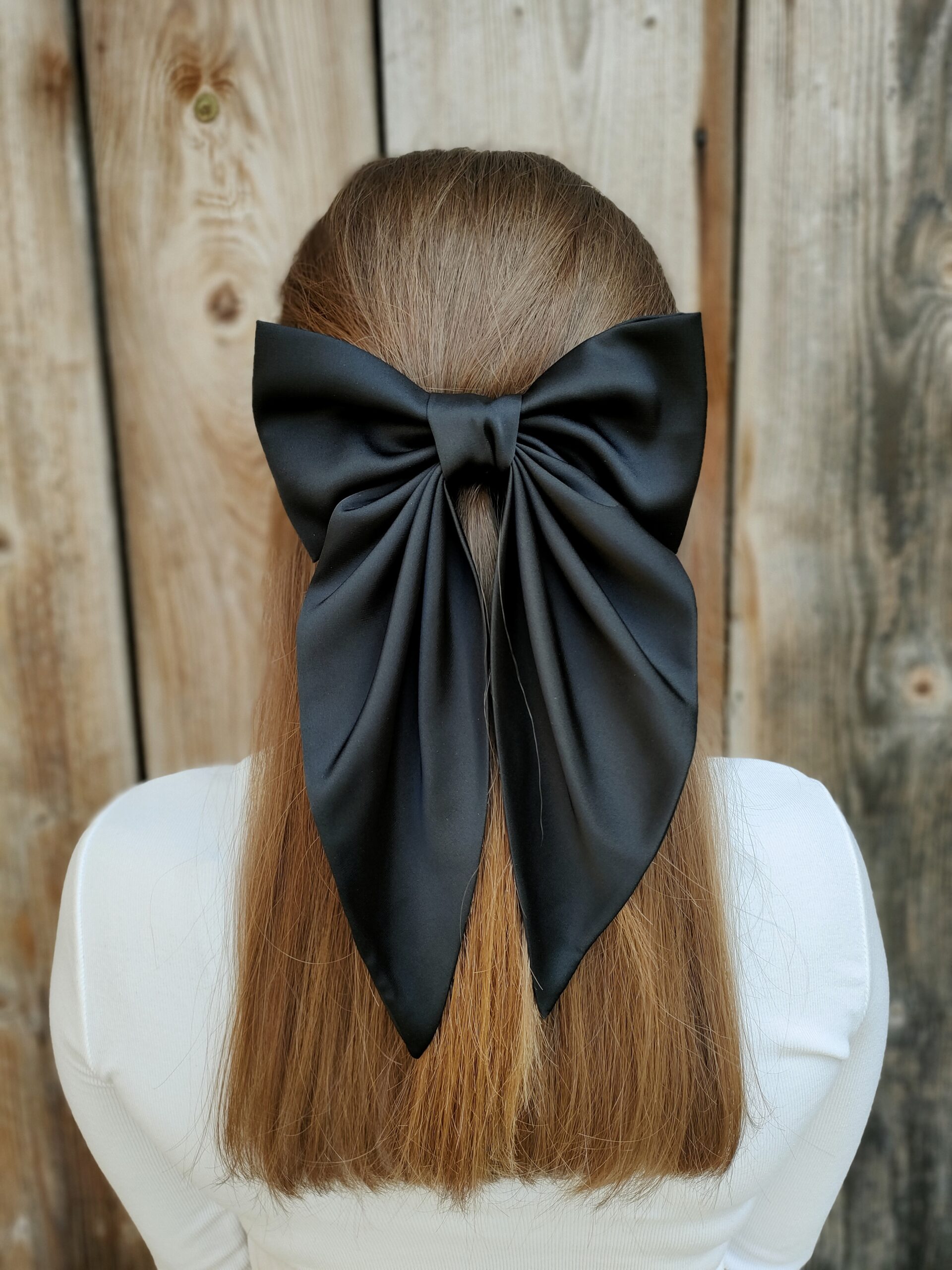 Zszywka kokarda z chustą czarna handmade