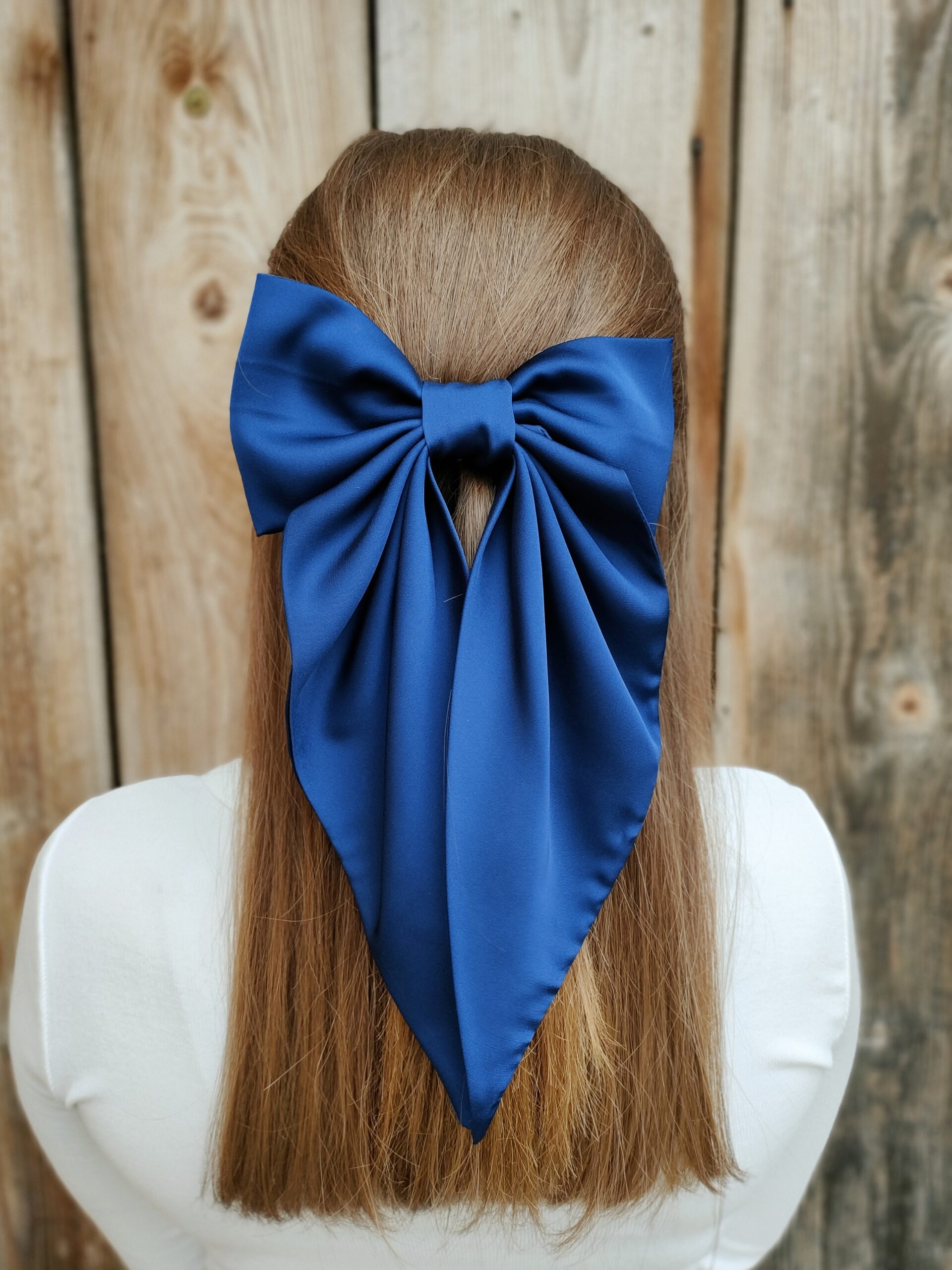 Zszywka kokarda z chustą granatowa handmade