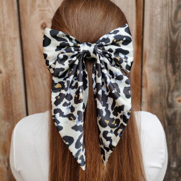 Zszywka kokarda z chustą panterka handmade