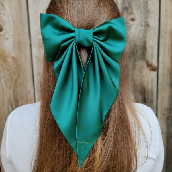 Zszywka kokarda z chustą zielona handmade