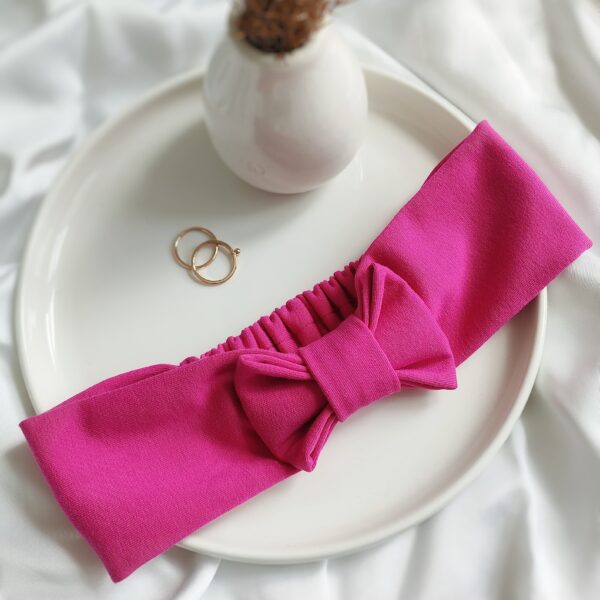 Opaska z kokardą bawełniana amarantowa handmade – Zszywka