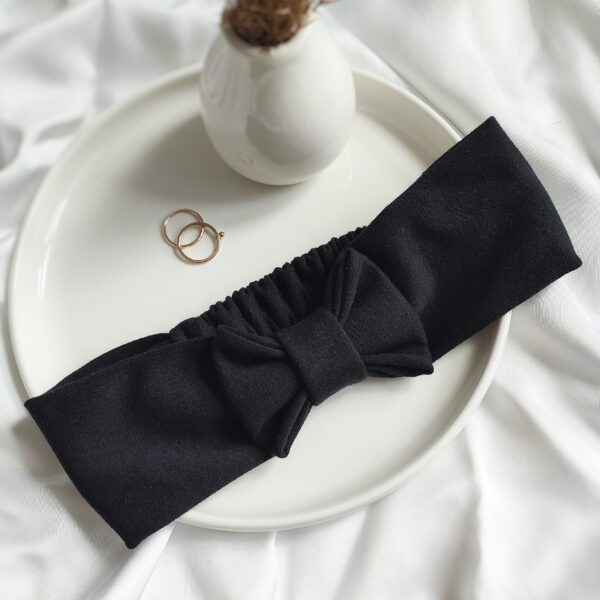 Opaska z kokardą bawełniana czarna handmade – Zszywka