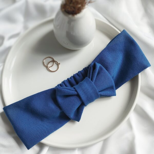 Opaska z kokardą bawełniana niebieska handmade – Zszywka