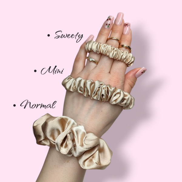 Scrunchie jedwabna beżowa handmade