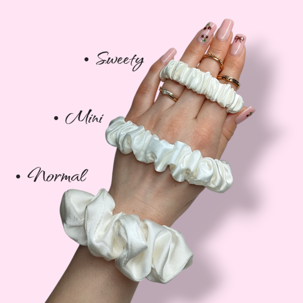 Scrunchie jedwabna biała handmade