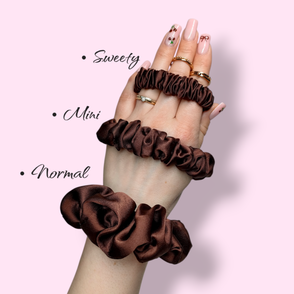 Scrunchie jedwabna brązowa handmade
