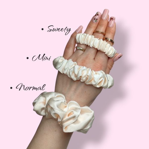Scrunchie jedwabna ecru handmade
