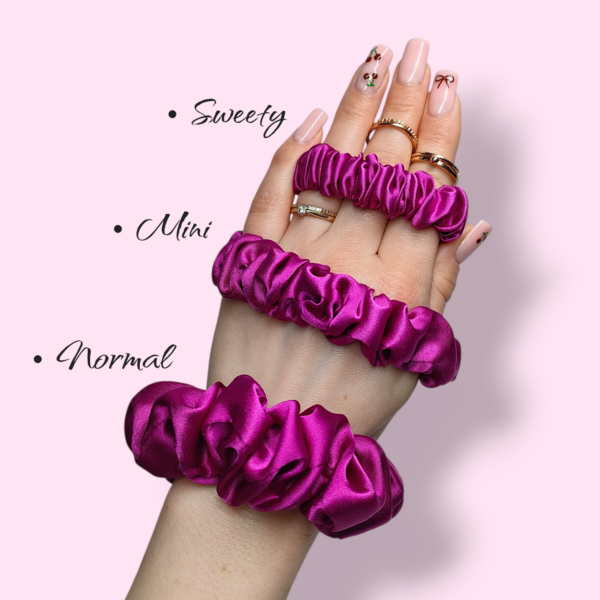 Scrunchie jedwabna fuksja handmade