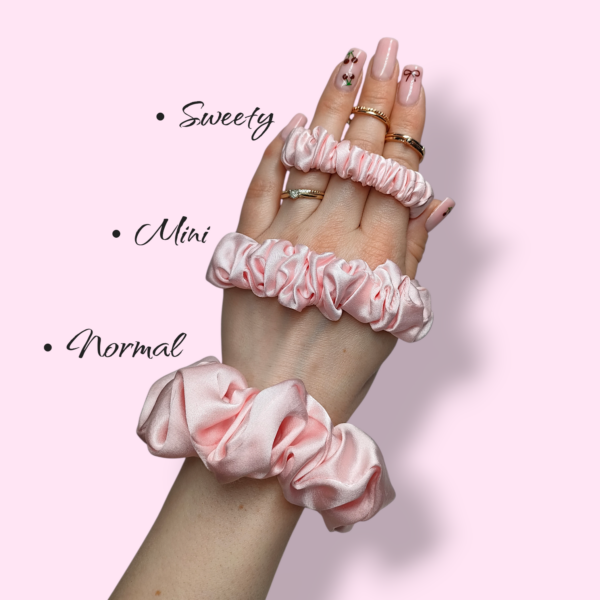 Scrunchie jedwabna różowa handmade