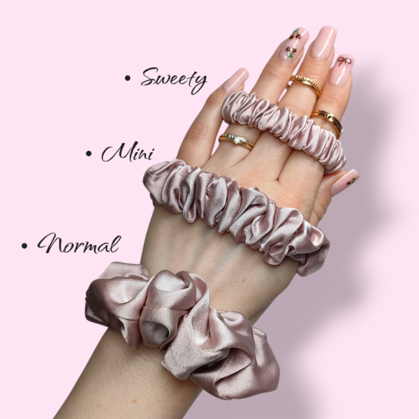 Scrunchie jedwabna wrzosowa handmade