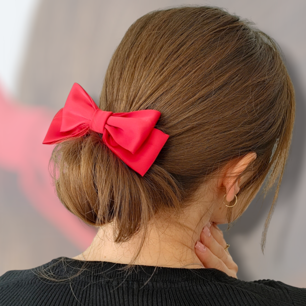 Kokarda satynowa podwójna do włosów czerwona handmade – Zszywka