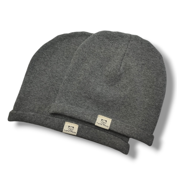Czapka dziecięca prążkowana dzianina bawełniana szara - Zszywka