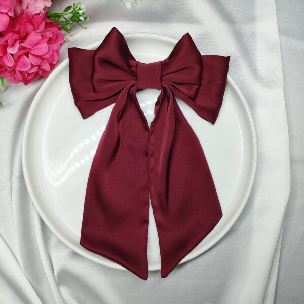 Zszywka kokarda z chustą burgundowa handmade