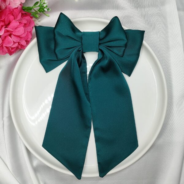 Zszywka kokarda z chustą zielona handmade