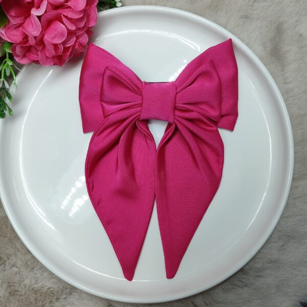 Zszywka kokarda do włosów z chustką amarantowa handmade