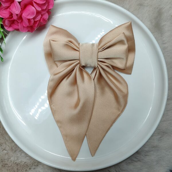 Zszywka kokarda do włosów z chustką beżowa handmade