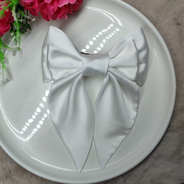 Zszywka kokarda do włosów z chustką biała handmade