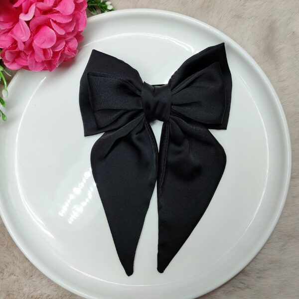 Zszywka kokarda do włosów z chustką czarna handmade