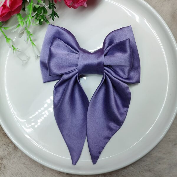 Zszywka kokarda do włosów z chustką fioletowa handmade
