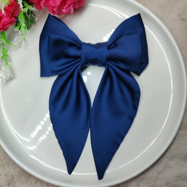 Zszywka kokarda do włosów z chustką granatowa handmade