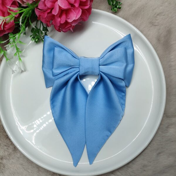 Zszywka kokarda do włosów z chustką niebieska handmade