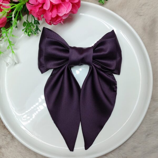 Zszywka kokarda do włosów z chustką śliwka handmade