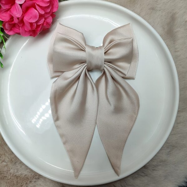 Zszywka kokarda do włosów z chustką beżowa handmade